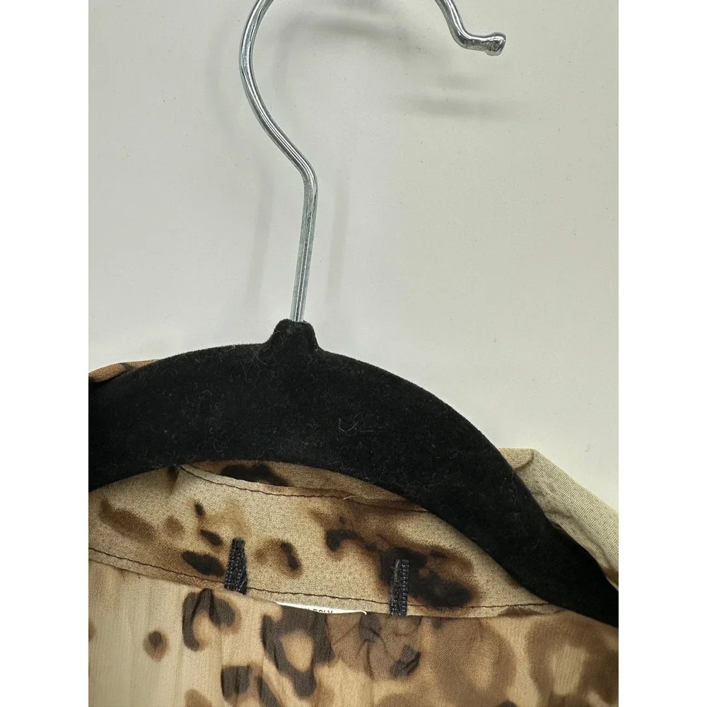 Y2K Leopard Print Button Front‎ Shirt Womens M Grunge Festival Animal Retro